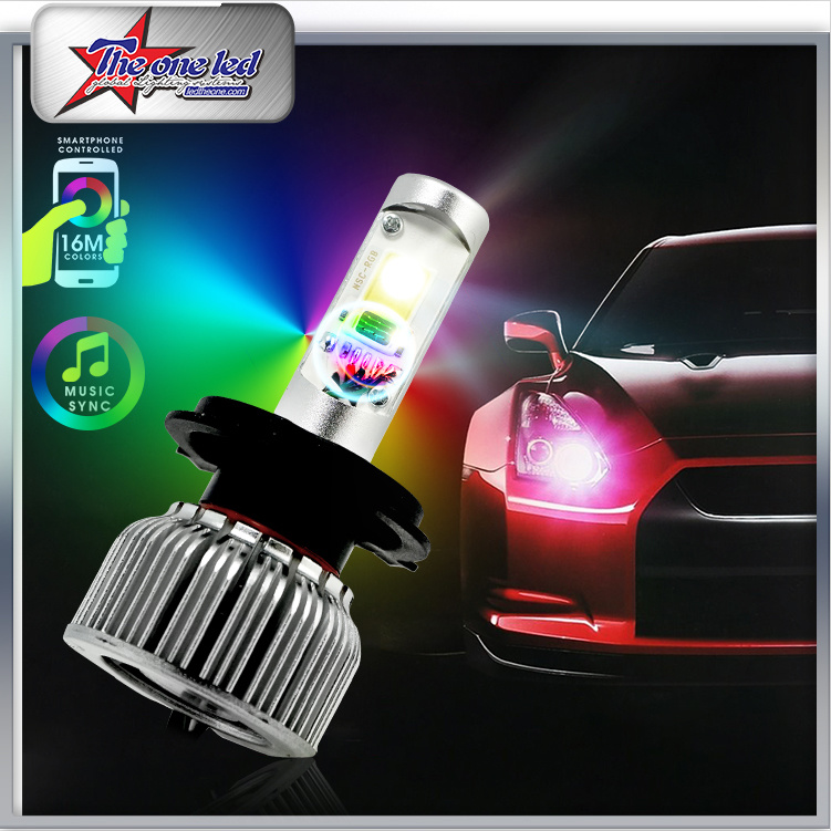 High Power 36W 4800lm High/Low Beam RGB Demon Eyes + COB Chip H4 LED Headlight 9005 9006 H11 H7