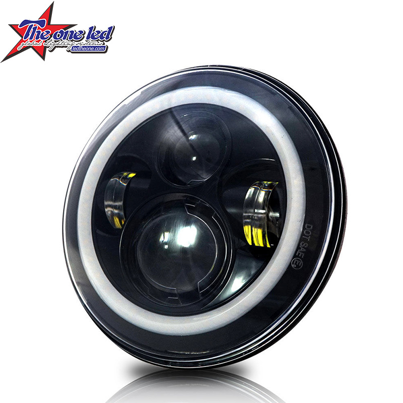 7 Inch Angle Eyes Halo High Low Beam LED Jeep Headlights