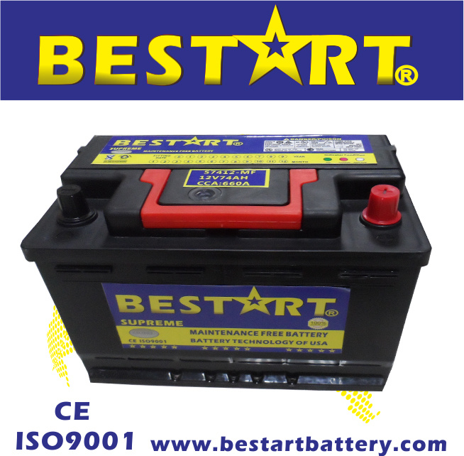 12V 74ah Sealed Maintenance Free Car Starter Battery Mf57412