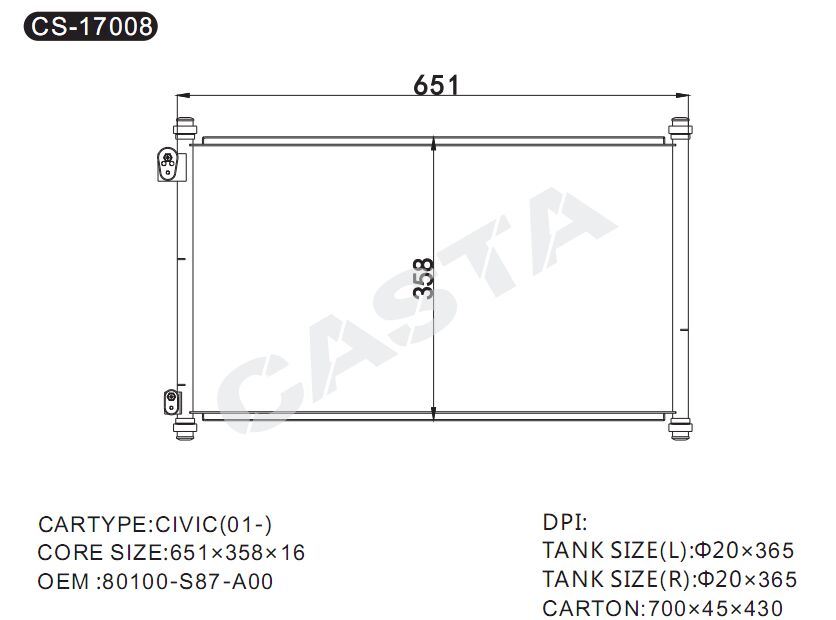 Smart Engine Condenser For Honda Civic (01-)