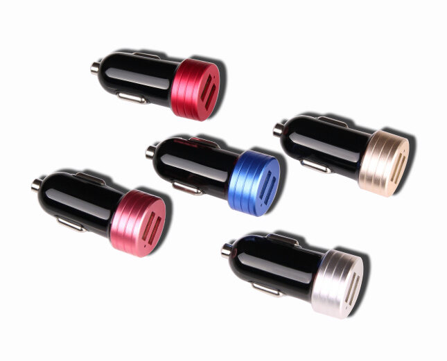 High Quality Colorful 2 USB Ports Car Charger for Mobilephone