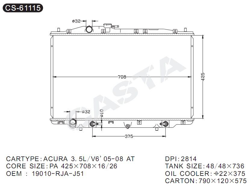 Perfect Aluminum Radiator for Honda Acura 3.5L/V6'05-08 at Dpi: 2814