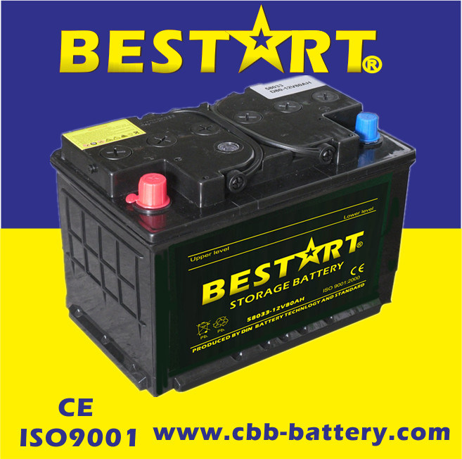 58033 12V 80ah Lead Acid Battery Best Dry Charged Auto Battery