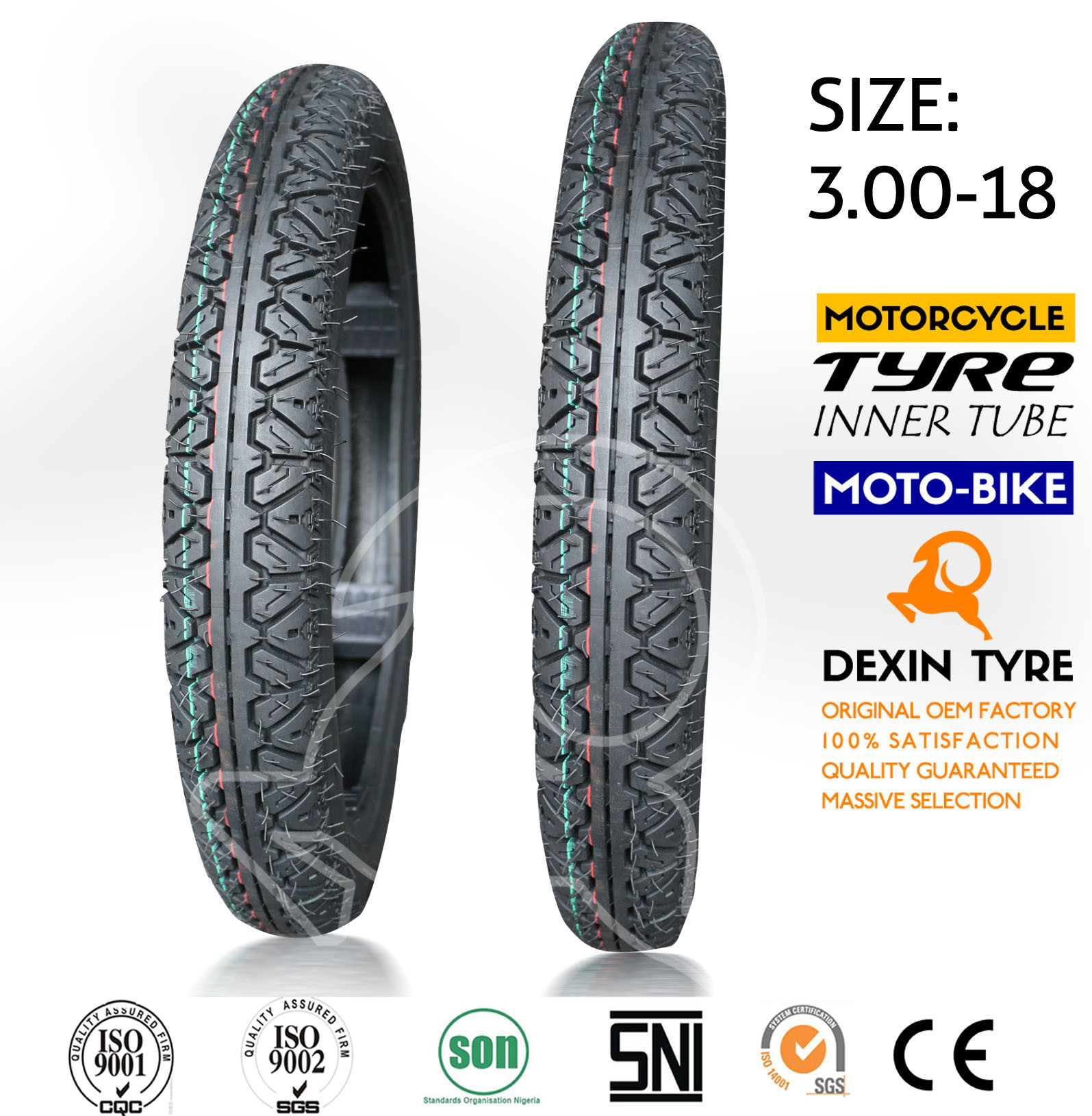 Motorbike Motorcycle Tyre Scooter Tire Bajaj Teeth 3.00-18