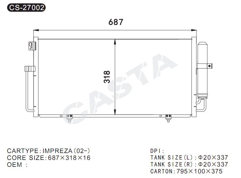 Replacement Car Engine Condenser for Subaru Impreza (02-)