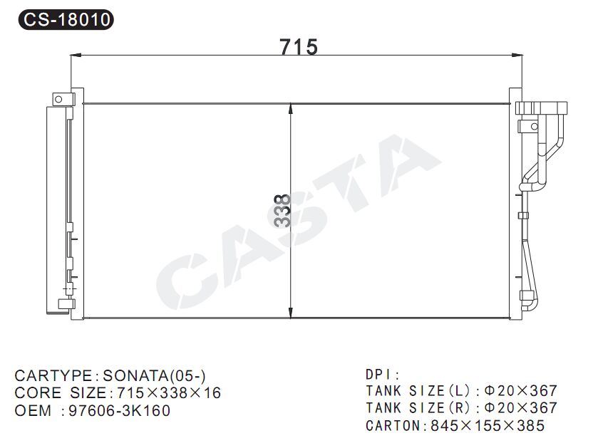 Top brand aluminium car Condenser for Hyundai Sonata (05-)
