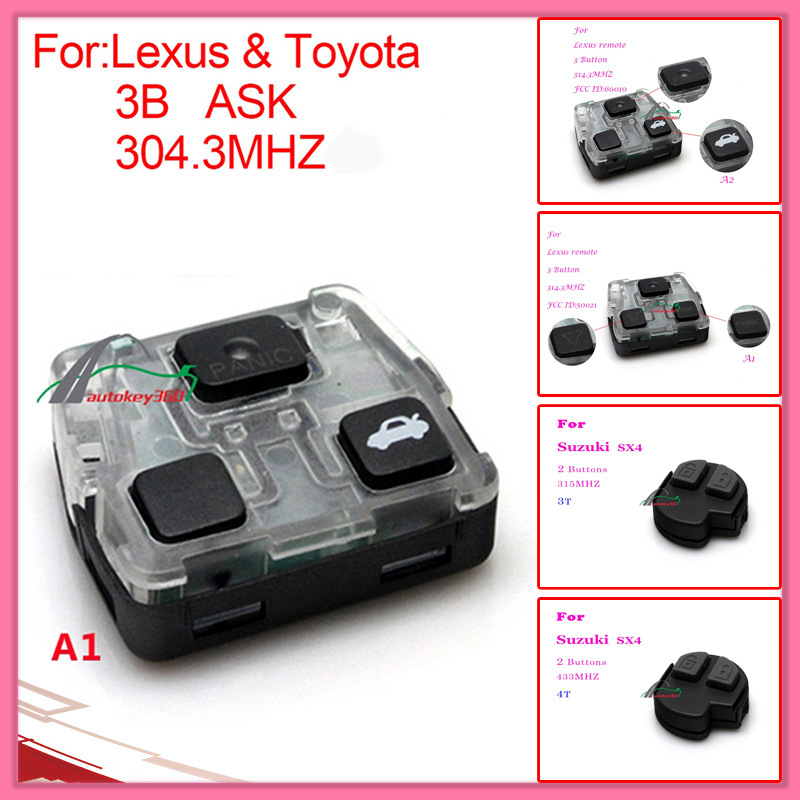 Remote Interior for Auto Lexus with 3 Buttons 314.3MHz FCC ID: 60010