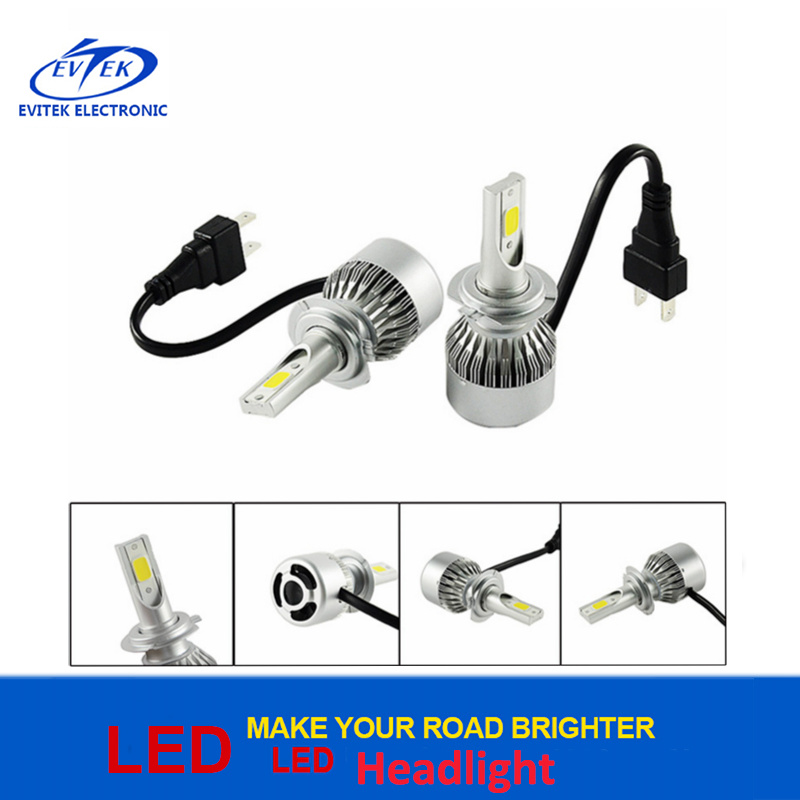 12V/24V Universal 72W 7600lm Auto Lamp COB Head Light C6 LED Headlight H7 H4 9005 9006