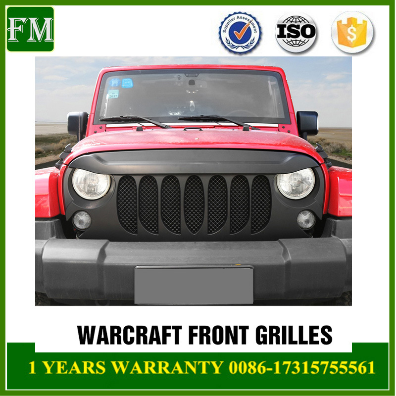ABS Mesh Black Front Bumper Grille for Jeep Wrangler 2007-2017