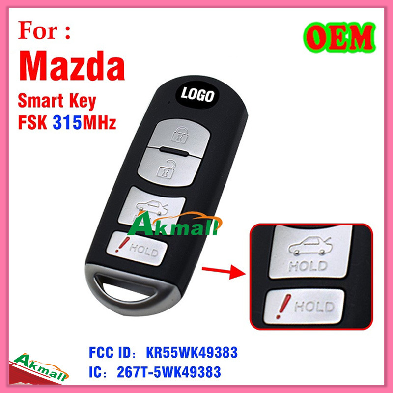 Vdo Mazda Smart Car Key with 4 Buttons 315MHz FCC ID-Kr55wk49383