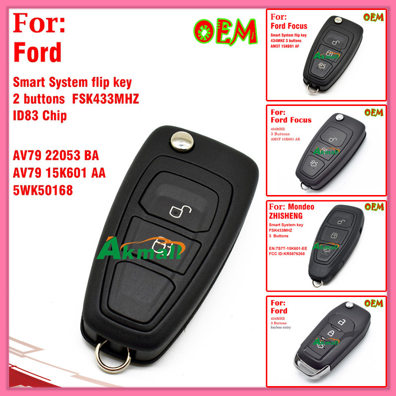 Remote Flip Key for Ford Focus 434MHz with 3 Buttons Am5t 15k601 Ae