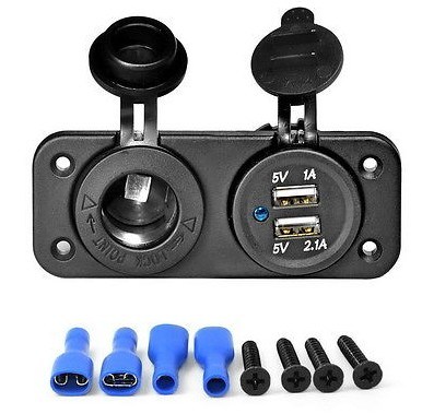 Dual USB Car Cigarette Lighter Socket Splitter 12V Charger Power Adapter Outlets with Terminals