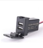 Dual USB Socket for Smart Phone with Wiring Charger for Toyota Cars 5V 2.1A