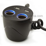 12V Cup Holder Car Charger with 2 USB Chargers