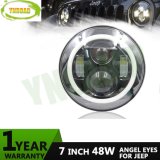 CREE 7inch 48W Auto Hi/Low Beam Angel Eyes LED Headlight