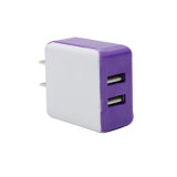 Colorful 5V 2A Dual Port Flat Wall Mount Travel Wall Charger for Smartphone