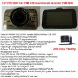 New 3.0inch Zinc Alloy Full HD1080p Car Black Box with 2CH Car Camera, Rearview, 170degree View Angle, HDMI, AV-out Car DVR-3007
