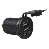 12V Car Mounted Dust Cover Dual USB Charger Socket Splitter Power Outlet Adapter