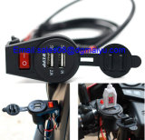 Newest 5V 2.1A Motorcycle Mobile Waterproof Dual USB Power Supply Port Socket Charger with Switch Control