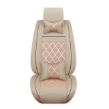 5-Seats Car Seat Cover Ice Silk PU Leather Front+Rear Cushion Pillow All Season