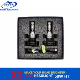 New Fanless Super Bright X3 Auto LED Headlight 6000lm 50W 9012 H4 H7 LED Car Headlight