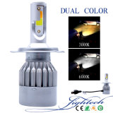 2017 Best Dual Color LED Car Headlight H4 with Auto LED Bulb and HID Kit