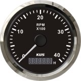 85mm Tachometer Gauge Tacho Black Faceplate Stainless Steel Bezel Boat Car Tachometer 0-4000rpm for Diesel Engine