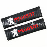  Car Logo Seat Belt Carbon Covers Shoulder Pads for Peugeot