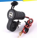 Dual USB Charger Adapter Socket with Installation Bracket for Motorcycle Marine Car