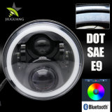 40W Bluetooth Control Waterproof IP67 Wholesale Multi-Color Angle Eyes RGB DRL Front 7 Inch LED Headlight
