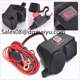 Motorcycle 12V/24V Waterproof Cigarette Lighter Sockets Splitter Charger Power Adapter with Switch with USB Port